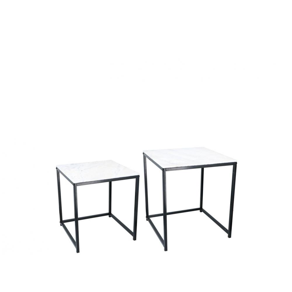 Τραπέζι marble λευκό με μεταλ.πόδια σ/2 (45Χ45Χ52+40Χ40Χ45) Plastona 03.18637