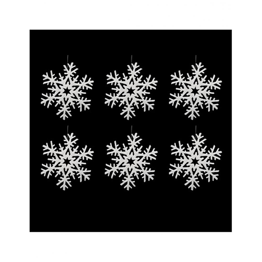 Χιονονιφάδες λευκές glitter set6/20x20cm Plastona 07.178103