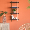 Artekko Shelf Ραφιέρα Επιτοίχια με 4 Ράφια Μέταλλο Ξύλο Ρατάν Μαύρο (46x25x112)cm Artekko 78036-DS