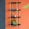 Artekko Shelf Ραφιέρα Επιτοίχια με 4 Ράφια Μέταλλο Ξύλο Ρατάν Μαύρο (46x25x112)cm Artekko 78036-DS