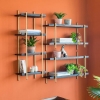 Artekko Shelf Ραφιέρα Επιτοίχια με 4 Ράφια Μέταλλο Ξύλο Ρατάν Μαύρο (46x25x112)cm Artekko 78036-DS
