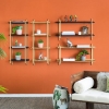 Artekko Shelf Ραφιέρα Επιτοίχια με 4 Ράφια Μέταλλο Ξύλο Ρατάν Μαύρο (46x25x112)cm Artekko 78036-DS