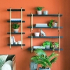 Artekko Shelf Ραφιέρα Επιτοίχια με 2 Ράφια Μέταλλο Ξύλο Ρατάν Μαύρο (92x25x52)cm Artekko 78038-DS
