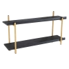 Artekko Shelf Ραφιέρα Επιτοίχια με 2 Ράφια Μέταλλο Ξύλο Ρατάν Μαύρο (92x25x52)cm Artekko 78038-DS