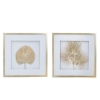 Artekko Botanicial Πίνακας με Φύλλα Ξύλο Γυαλί Χρυσό (56x3x56)cm Σετ/2 Artekko 83433-SA