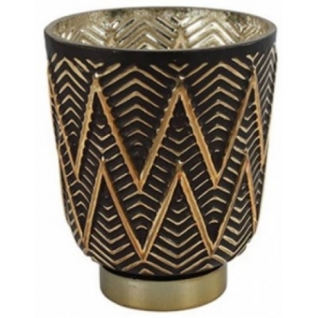 Κηροπήγιο γυαλ. Chalice μαύρο/χρυσό 11Χ13,2