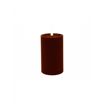 Κερί  κορμος βελουδ.σκ.καφέ LED warm white/timer/remote/2xAA 7,5x12,5cm