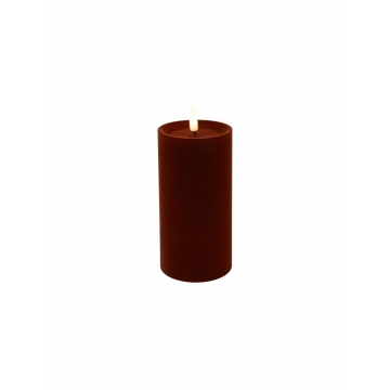 Κερί  κορμος βελουδ.σκ.καφέ  LED warm white/timer/remote/2xAA 7,5x15cm