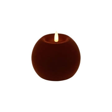 Κερί μπάλα βελουδ. μπορντώ LED warm white/timer/remote/2xAA 10x7,8cm