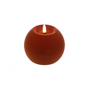 Κερί μπάλα βελουδ.πορτοκ.Φ10 LED warm white/timer/remote/2xAA 10x7,8cm