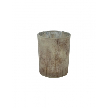 Κηροπήγιο ποτήρι γυάλ./σχεδιο δέντρα 10x12,5cm