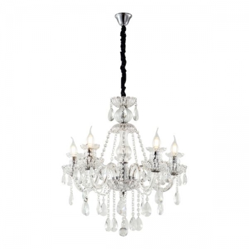 Artekko Chandelier Mairy Πολυέλαιος 5φωτος E14 με Διάφανο Κρύσταλλο (56x56x100)cm