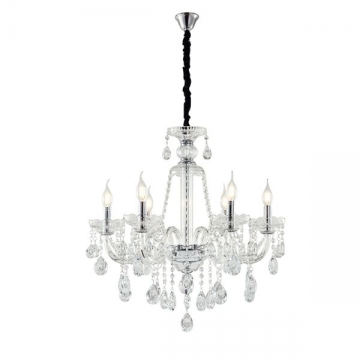 Artekko Chandelier Zara Πολυέλαιος 6φωτος Ε14 με Διάφανο Κρύσταλλο (70x70x100)cm
