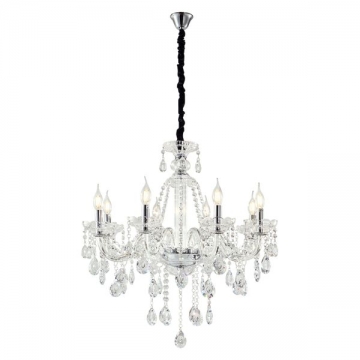 Artekko Chandelier Zara Πολυέλαιος 8φωτος Ε14 με Διάφανο Κρύσταλλο (70x70x100)cm