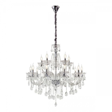 Artekko Chandelier Rea Πολυέλαιος 15φωτος Ε14 με Διάφανο Κρύσταλλο (87x87x100)cm