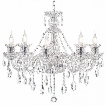 Artekko Chandelier Πολυέλαιος 8φωτος Ε14 με Διάφανο Κρύσταλλο (68x68x68)cm