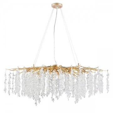 Artekko Chandelier Aura Πολυέλαιος 15φωτος G9 με Διάφανα Κρύσταλλα (110x60)cm