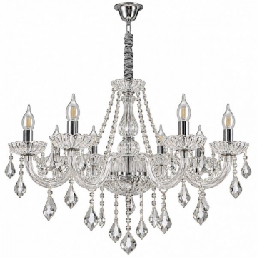 Artekko Chandelier Πολυέλαιος 10φωτος Ε14 με Διάφανο Κρύσταλλο (70x70x100)cm