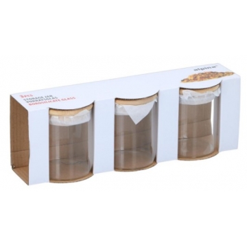Βάζα αποθήκευσης γυάλινα κυλινδρικά σετ 3pcs/9,5x27cm