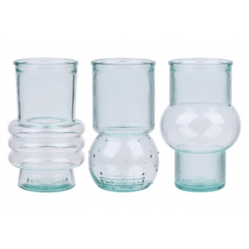 Βάζα γυάλινα set 3σχέδια 11x17cm