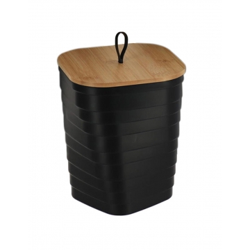 Καλάθι απορ.PP μαύρο  με καπάκι bamboo