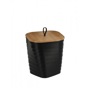 Καλάθι απορ.PP μαύρο  με καπάκι bamboo