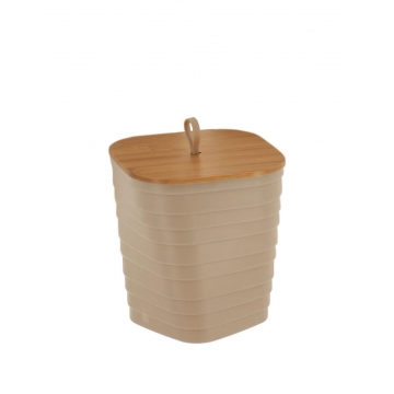 Καλάθι απορ.PP μπεζ  με καπάκι bamboo