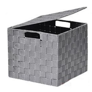 Κουτί αποθήκευσης Polyester γκρι με καπάκι 26X26X22,5cm