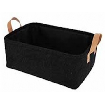 Καλάθι οργάνωσης μαύρο/καφέ χερούλια 39X27X15,5cm