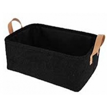 Καλάθι οργάνωσης μαύρο/καφέ χερούλια 34X23,5X14cm