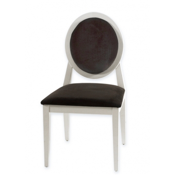 Καρέκλα Louis Λευκή Λακα Μαύρο Βελούδο 51x52x93