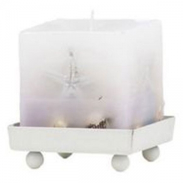 Artekko Candle Κερί Παραφίνης Κύβος με Βάση Άσπρο/Μπλε (8x8x9)cm