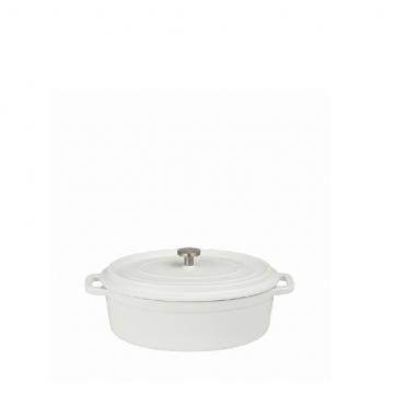 VOLCANO ΚΑΤΣΑΡΟΛΑΚΙ ΟΒΑΛ CAST-IRON ΛΕΥΚΟ ΜΕ ENAMEL 300ML 13(16INCL. HANDLES)X9,5X7,5ΕΚ.