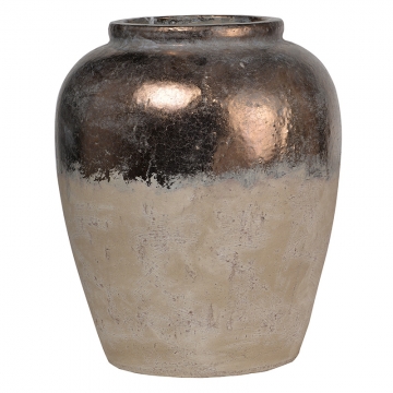 Artekko Candia Βάζο από Τερακότα σε Μπρονζέ με Μπεζ (33x33x40)cm