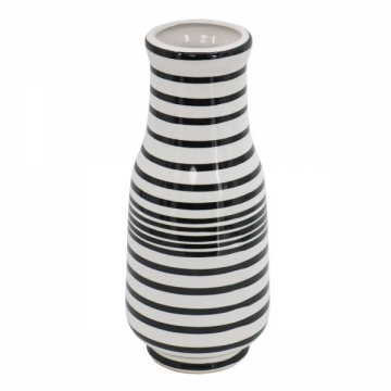 Artekko Zebra Κεραμικό Βάζο Ριγέ σε Λευκό και Μαύρο (17.7x17.7x45.7)cm