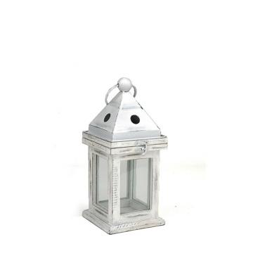 ΞΥΛΙΝΟ ΦΑΝΑΡΙ 13,5Χ13,5Χ32CM ΛΕΥΚΟ