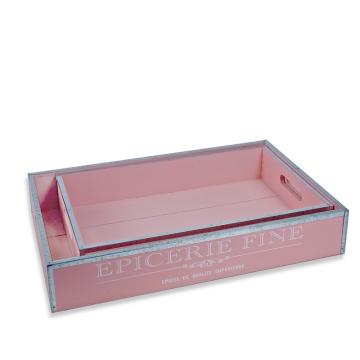 Ξύλινοι Δίσκοι από Μέταλλο SHABBY CHIC Ροζ σετ/2 
