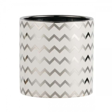 Artekko Silver Κεραμικό Κασπώ σε Λευκό με Ασημί (14x14x14)cm