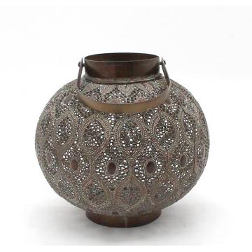 Στρογγυλό φανάρι vintage καφέ 25cm