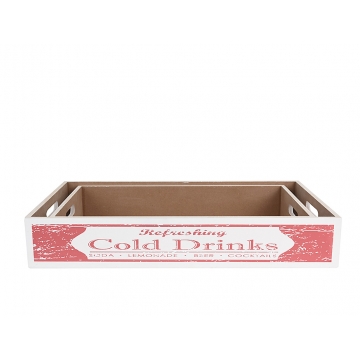 Δίσκος Σετ 2τεμ."Cold Drinks" σε Λευκό/Κόκκινο 42/48cm