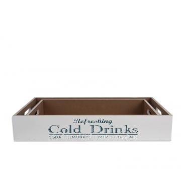 Δίσκος Σετ 2τεμ."Cold Drinks" σε Λευκό/Μπλε 42/48cm