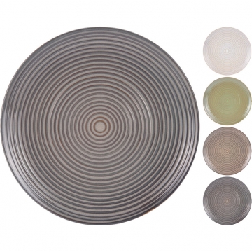 Πιάτο stoneware (27cm) με ανάγλυφη ρίγα | Συσκευασία 4 τμχ