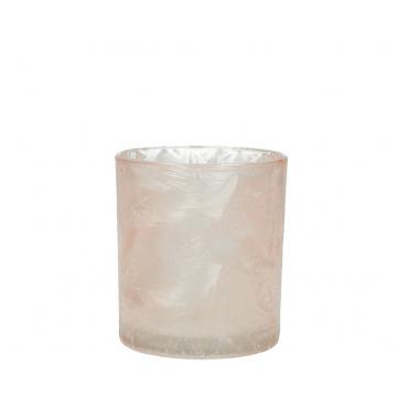 WER-0948 Γυάλινο κηροπήγιο "ice pink" 9cm