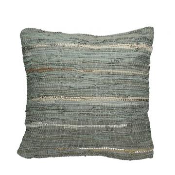 Μαξιλάρι δερμάτινο κιλίμι, γκριζο, 45x45cm