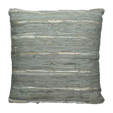 Μαξιλάρι από δερμάτινο κιλίμι, γκριζο, 60x60cm