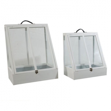 Artekko High Ξύλινα Λευκά Θερμοκήπια Σετ 2 Τεμαχίων 60.00x40.00x74.00