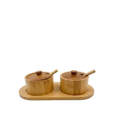 ΔΟΧΕΙΟ ΜΠΑΧΑΡΙΚΩΝ φ9 BAMBOO ΣΕΤ/2 ΜΕ ΔΙΣΚΟ 24x11x7CM