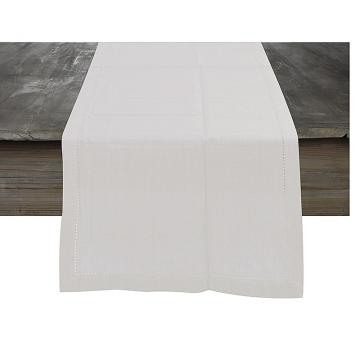 Τραβέρσα 100% cotton λευκή με μπορντουρα αζουρ, 150x40cm