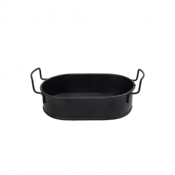 ΔΟΧΕΙΟ ΟΒΑΛ  ΜΕΤΑΛ. ΜΕ ΛΑΒΕΣ ΜΑΥΡΟ 21(23 INCL. HANDLES)X13X5.5CM (smA)