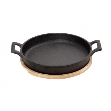 ΣΑΓΑΝΑΚΙ ΣΤΡΟΓΓ. CAST-IRON ΜΑΥΡΟ  D: 20 H: 5,5CM ΜΕ ΒΑΣΗ BAMBOO